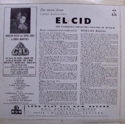 Miklós Rózsa - The Music From Samuel Bronston's El Cid (LP, Album) - Image 2