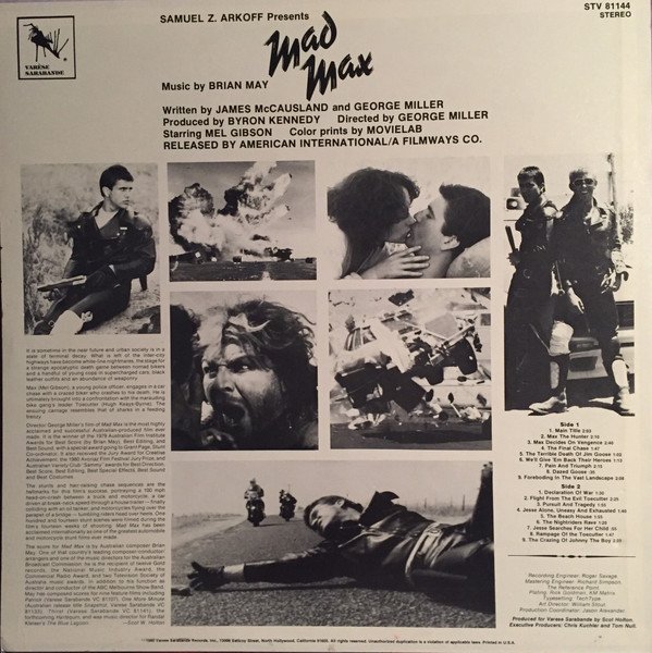 Brian May (2) - Mad Max (Original Motion Picture Soundtrack) (LP, Album) - Image 2
