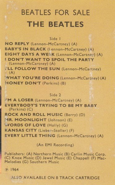 The Beatles - Beatles For Sale (Cass, Album) - Image 2