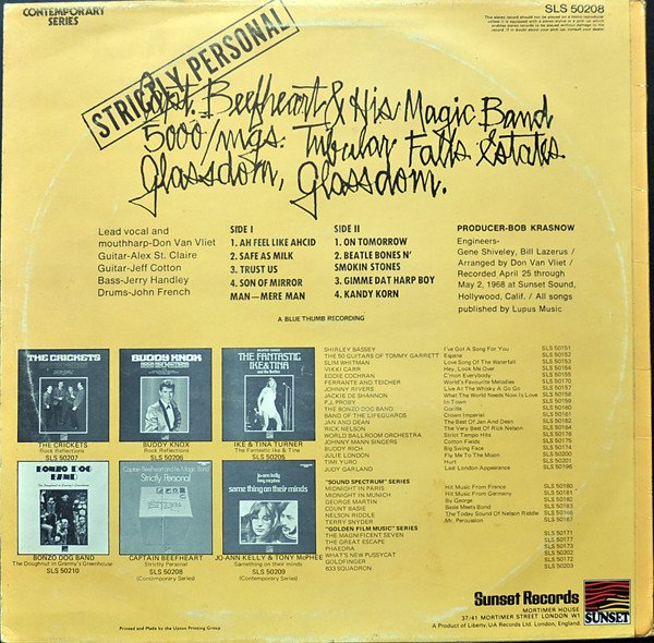 Captain Beefheart And His Magic Band* - Strictly Personal (LP, Album, RE) - Image 2