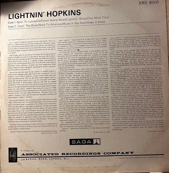 Lightnin' Hopkins - Lightnin' Hopkins (LP, Mono) - Image 2