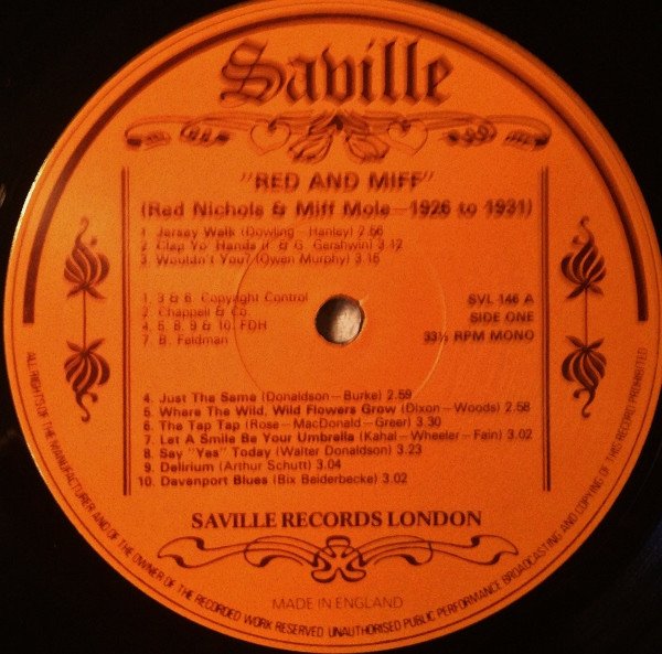 Red Nichols & Miff Mole - Red & Miff (1926-1931) (LP, Comp, Mono) - Image 3