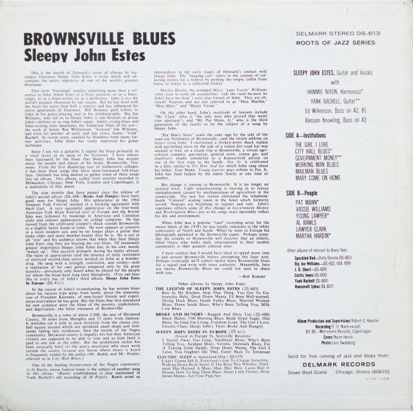 Sleepy John Estes - Brownsville Blues (LP, Album, RE) - Image 2