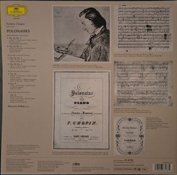 Chopin*, Maurizio Pollini - Polonaises (2x12", Album, Ltd, Num, RE, RM) - Image 2