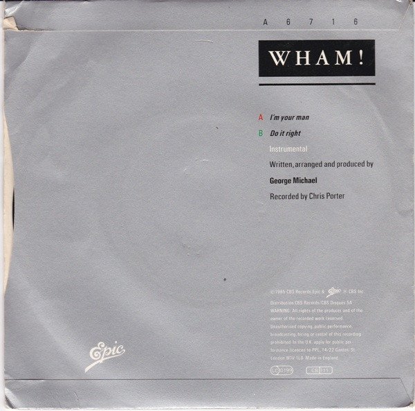 Wham! - I'm Your Man (7", Single) - Image 2