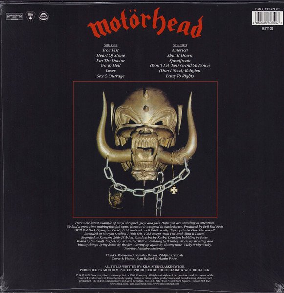 Motörhead - Iron Fist (LP, Album, Ltd, RE, Blu) - Image 2