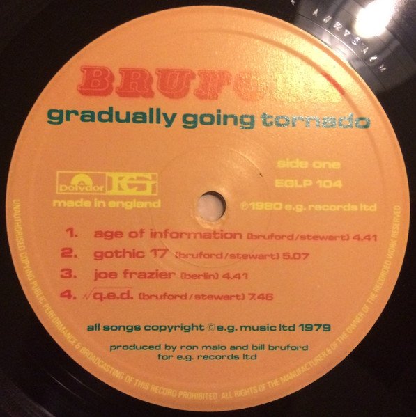 Bruford - Gradually Going Tornado (LP, Album) - Image 3
