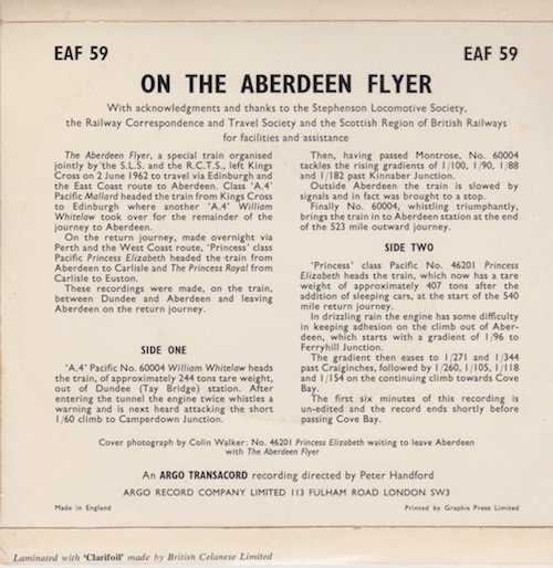 No Artist - On The Aberdeen Flyer (7", EP, Mono) - Image 2