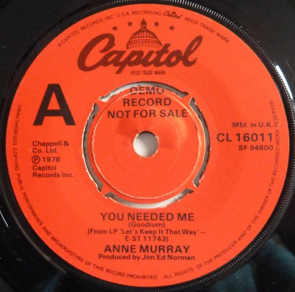 Anne Murray - You Needed Me (7", Promo) - Image 2