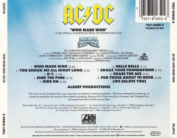 AC/DC - Who Made Who (CD, Comp, RE, RP) - Image 2