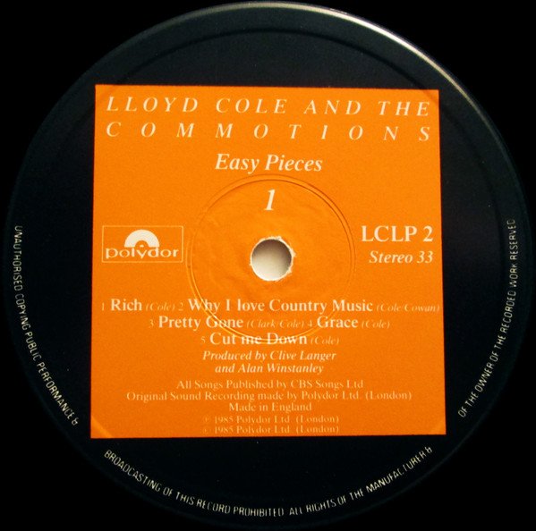 Lloyd Cole And The Commotions* - Easy Pieces (LP, Album) - Image 3