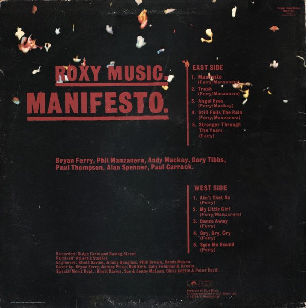Roxy Music - Manifesto (LP, Album, Bla) - Image 2
