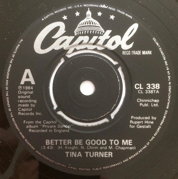 Tina Turner - Better Be Good To Me (7", Single) - Image 3