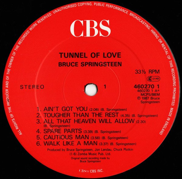 Bruce Springsteen - Tunnel Of Love (LP, Album) - Image 3