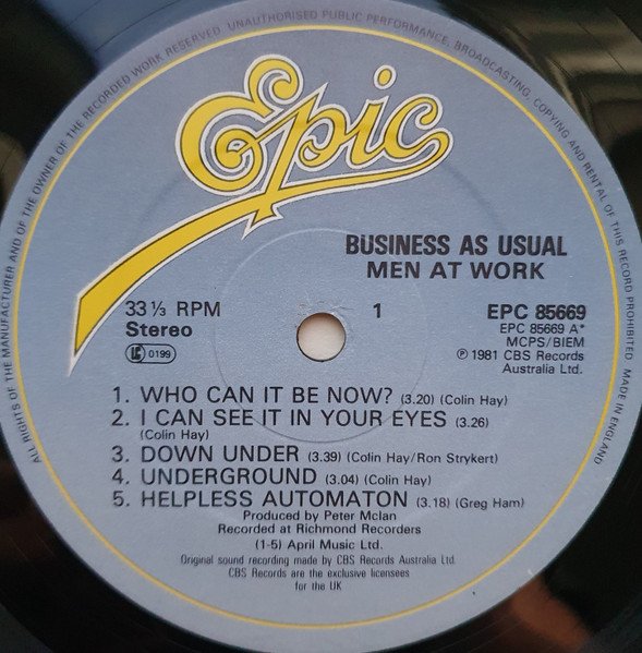 Men At Work - Business As Usual (LP, Album) - Image 2