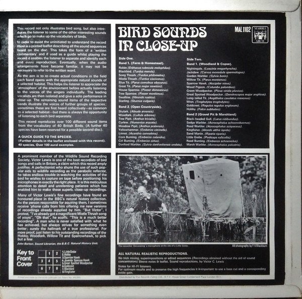 Victor C. Lewis - Bird Sounds In Close Up (LP, Mono) - Image 2