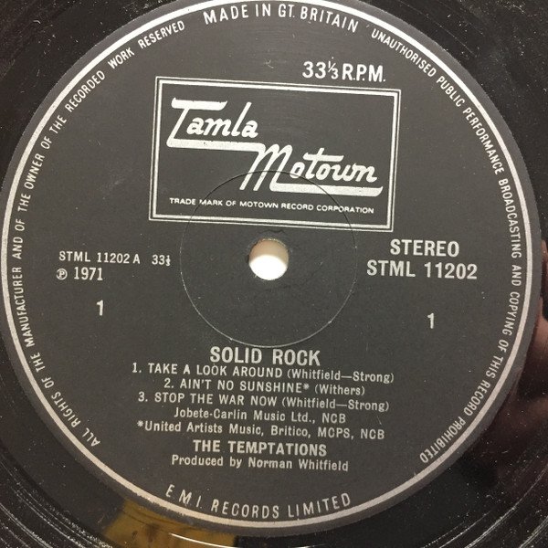 The Temptations - Solid Rock (LP, Album) - Image 3