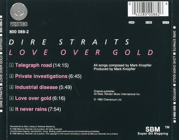 Dire Straits - Love Over Gold (CD, Album, RE, RM, Arv) - Image 2
