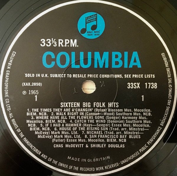 Chas McDevitt & Shirley Douglas - Sixteen Big Folk Hits (LP, Mono) - Image 3