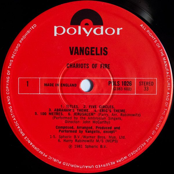 Vangelis - Chariots Of Fire (LP, Album, Ltd) - Image 3