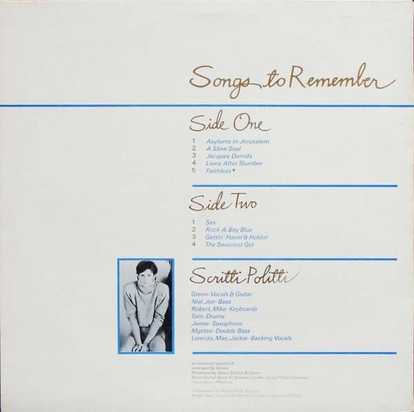 Scritti Politti - Songs To Remember (LP, Album) - Image 2