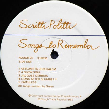 Scritti Politti - Songs To Remember (LP, Album) - Image 3