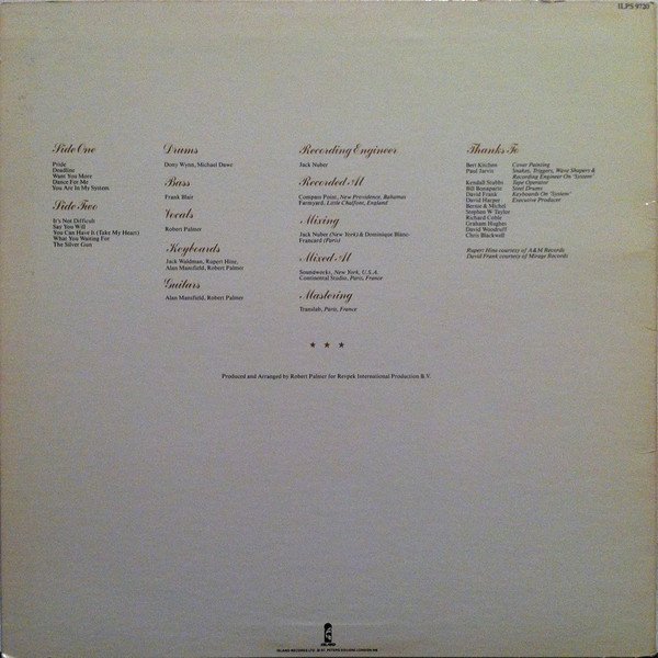 Robert Palmer - Pride (LP, Album) - Image 2