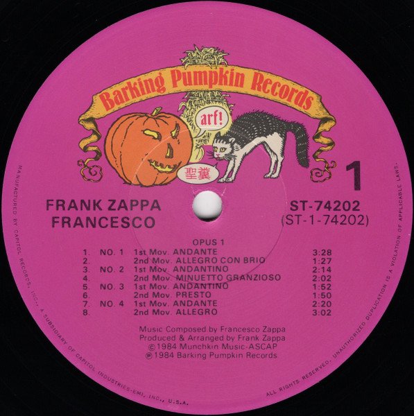 Francesco Zappa - The Barking Pumpkin Digital Gratification Consort, Frank Zappa - Francesco Zappa (LP, Album, Jac) - Image 3