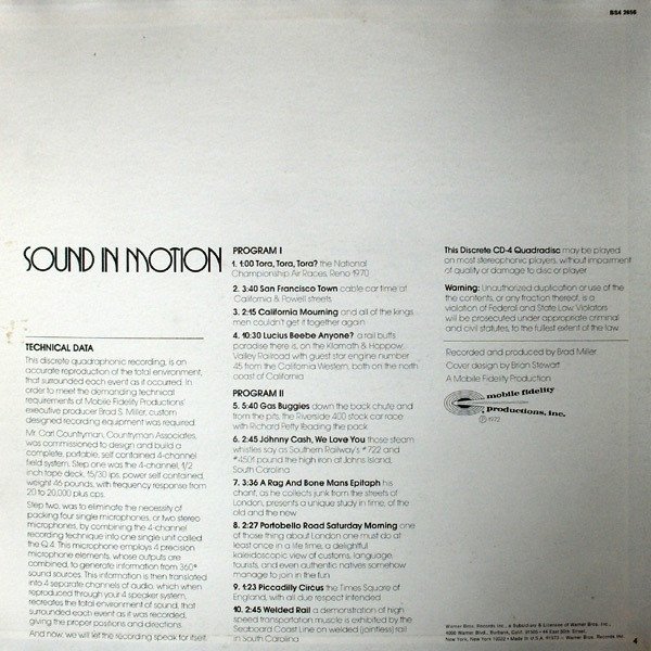 Brad Miller - Sound In Motion (LP, Album, Quad) - Image 2