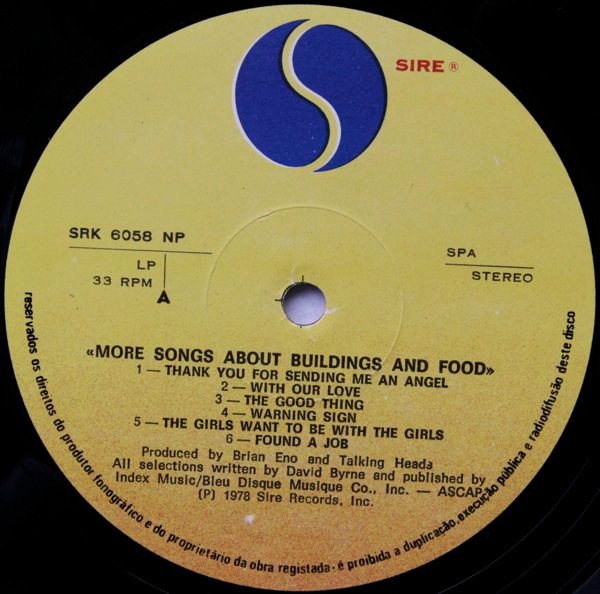 Talking Heads - More Songs About Buildings And Food (LP, Album) - Image 3