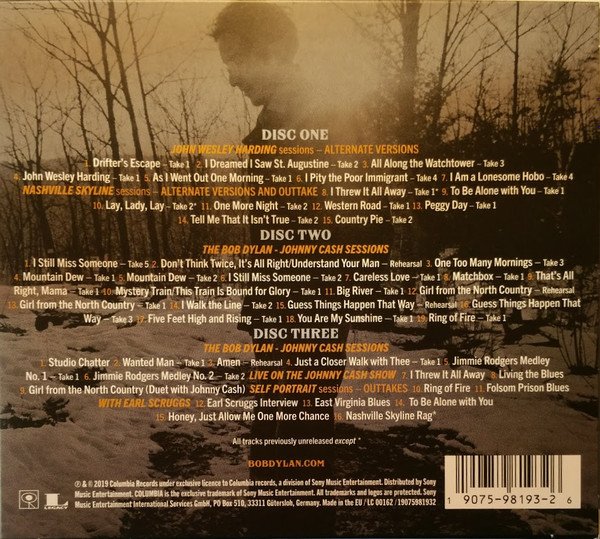 Bob Dylan Featuring Johnny Cash - Travelin' Thru (The Bootleg Series Vol. 15 1967-1969) (3xCD, Album, Mono + Box) - Image 2