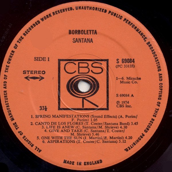 Santana - Borboletta (LP, Album) - Image 3