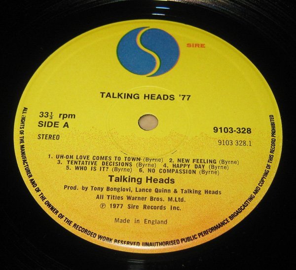 Talking Heads - Talking Heads: 77 (LP, Album) - Image 3