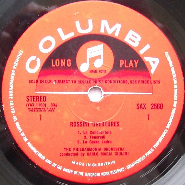 Giulini* Conducts Rossini*, Philharmonia Orchestra - Overtures (LP, Red) - Image 3