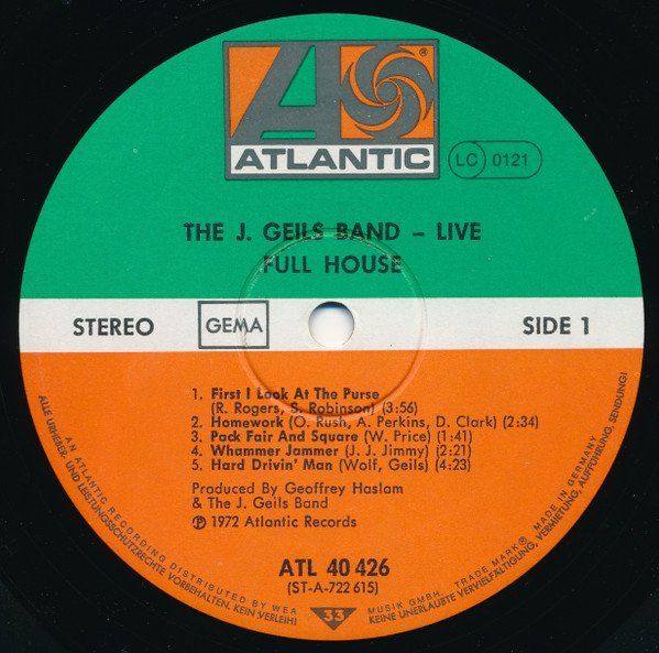 The J. Geils Band - "Live" Full House (LP, Album, RE) - Image 3
