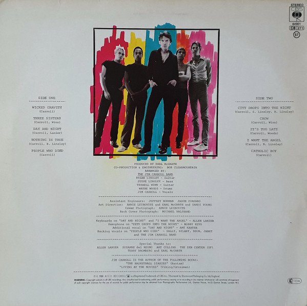 The Jim Carroll Band - Catholic Boy (LP, Album) - Image 2