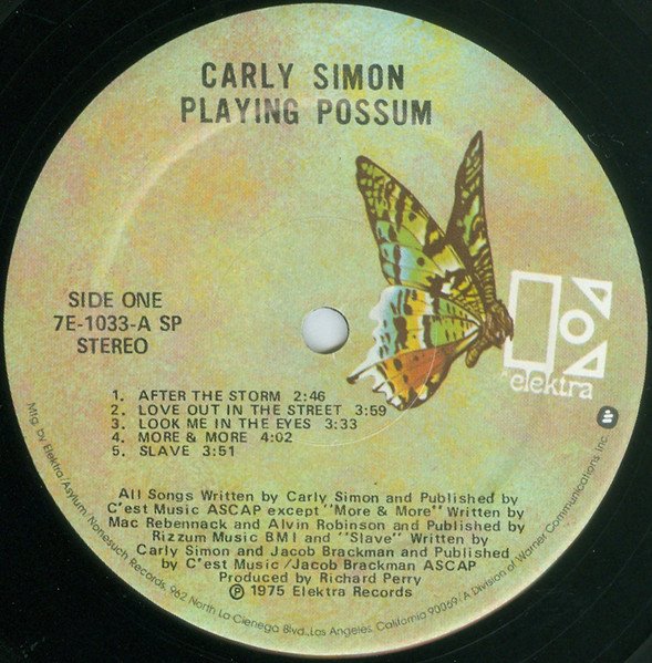 Carly Simon - Playing Possum (LP, Album, SP ) - Image 3