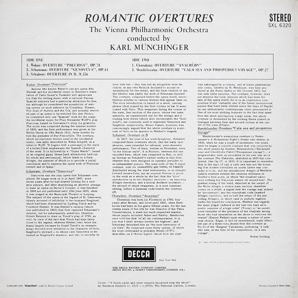Vienna Philharmonic*, Münchinger* - Romantic Overtures (LP, ED1) - Image 2