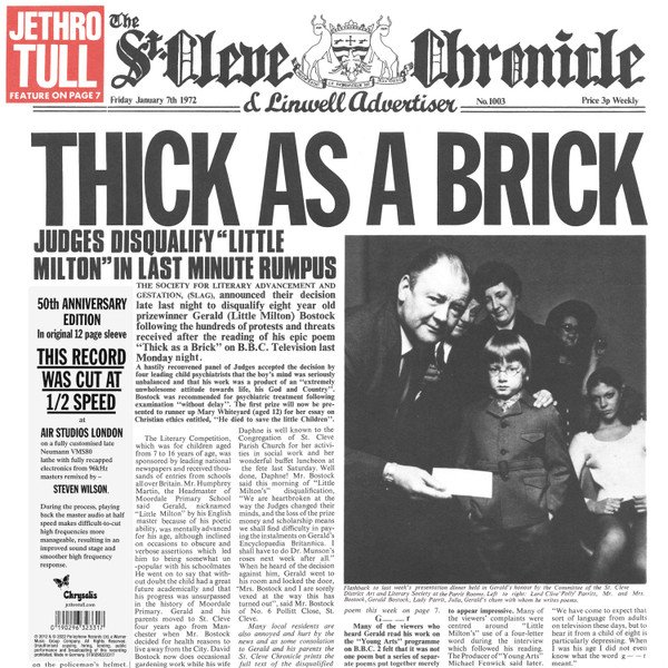 Jethro Tull - Thick As A Brick (LP, Album, RE, 50t)