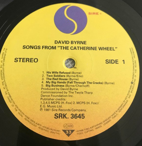David Byrne - Songs From "The Catherine Wheel" (LP, Album) - Image 3