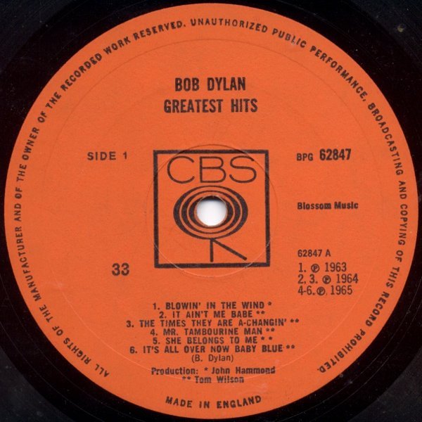 Bob Dylan - Greatest Hits (LP, Comp, Mono) - Image 3