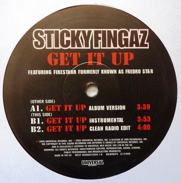 Sticky Fingaz Featuring Firestarr Formerly Known As Fredro Starr - Get It Up (12", Single) - Image 3