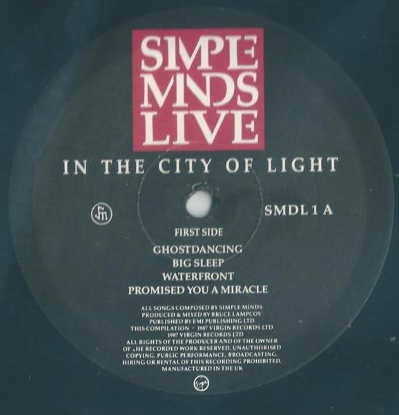 Simple Minds - Live In The City Of Light (2xLP, Album) - Image 2