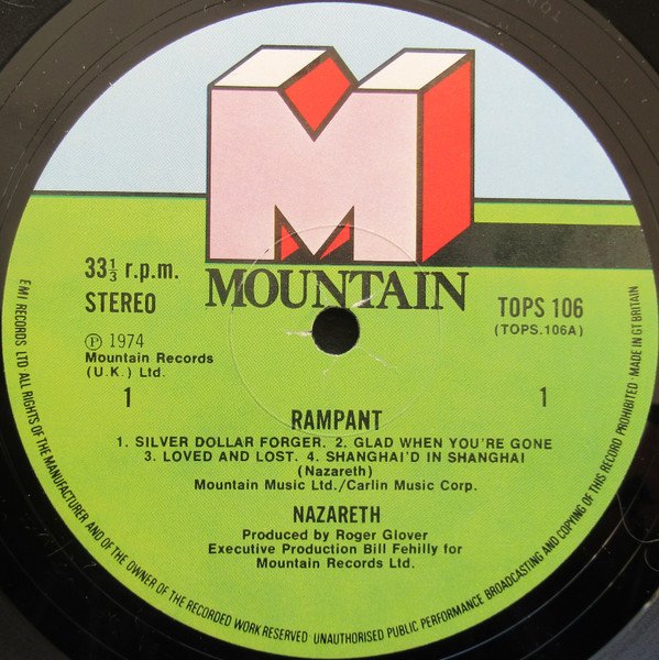 Nazareth (2) - Rampant (LP, Album, RE) - Image 3