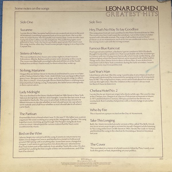 Leonard Cohen - Greatest Hits (LP, Comp) - Image 2