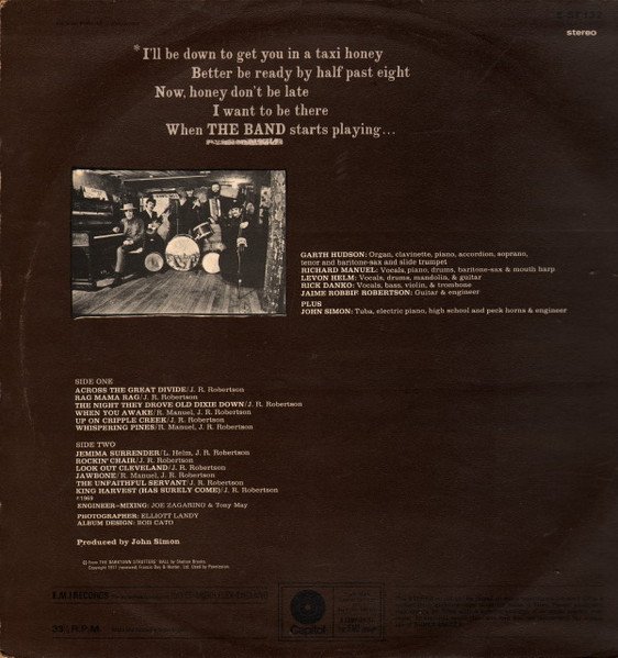 The Band - The Band (LP, Album, Gat) - Image 2