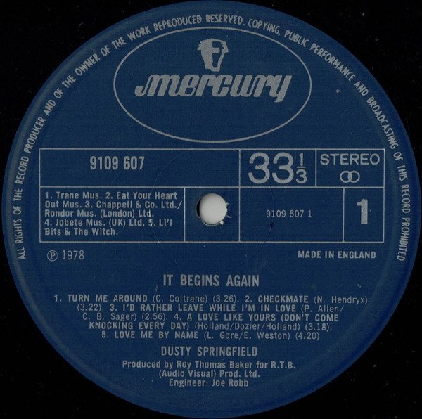 Dusty Springfield - It Begins Again.... (LP, Album) - Image 3