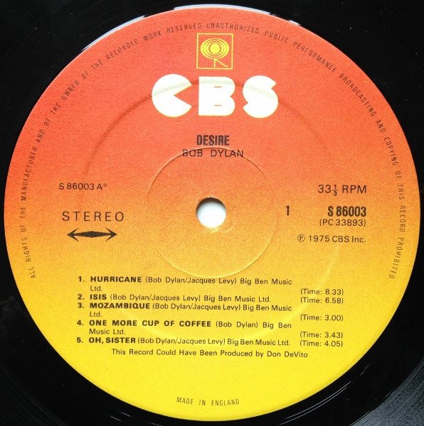 Bob Dylan - Desire (LP, Album) - Image 3