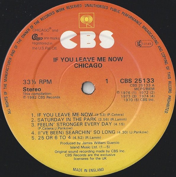 Chicago (2) - If You Leave Me Now (LP, Comp) - Image 3