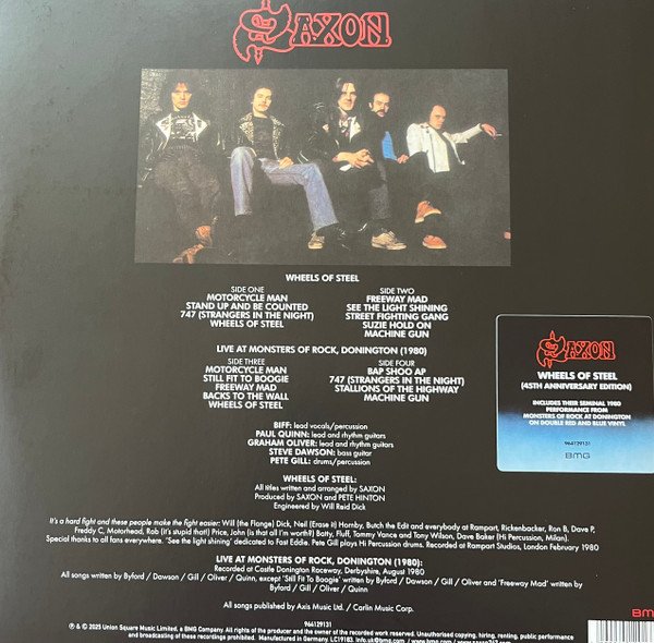 Saxon - Wheels Of Steel (LP, Album, RE, Red + LP, RE, Blu + RSD, Exp) - Image 3
